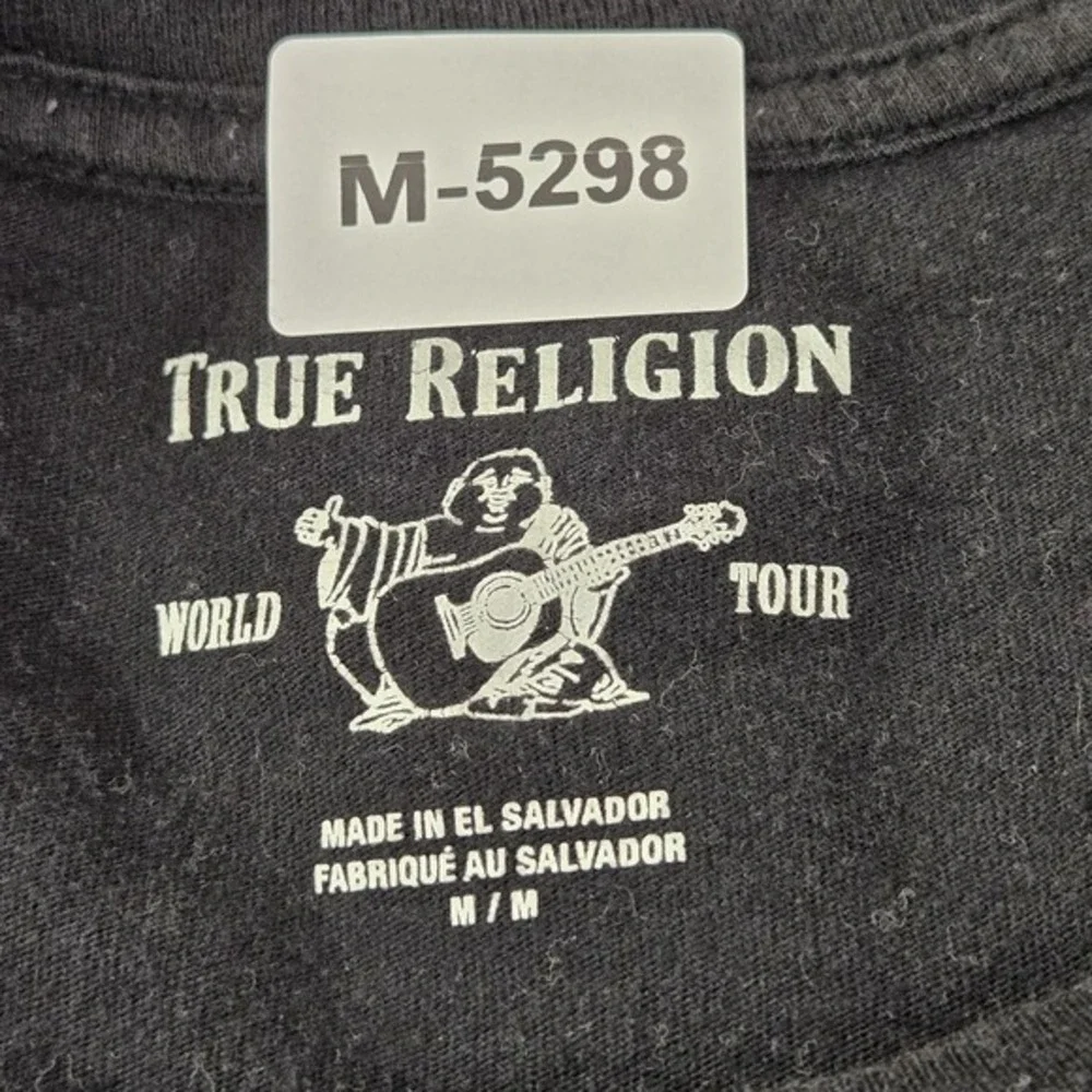 True Religion Men Shirt M Black Graphic Print Fall‎ Winter Music Tour Logo